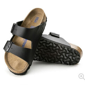 Birkenstock Arizona Soft Footbed Leather Black size 41 ladies 10-10.5 Men 8-8.5